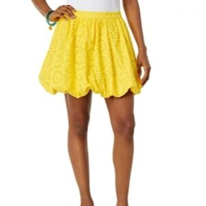 Lilly Pulitzer yellow Eyelet Scallop Hem Women's Skirt